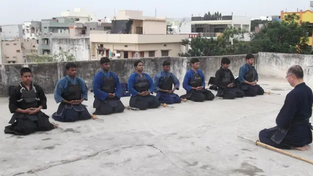 Mokuso (meditation) with Maeda Sensei, July 2012